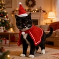 thumbnail image 3 of Cat Christmas Costume, Pet Santa Hat with Xmas Clothes for Cats Small Dogs Rabbits, Cat Santa Hat and Red Warm Cloak Coat, New Year Puppy Red Clothes Outfit, Adjustable, 3 of 9