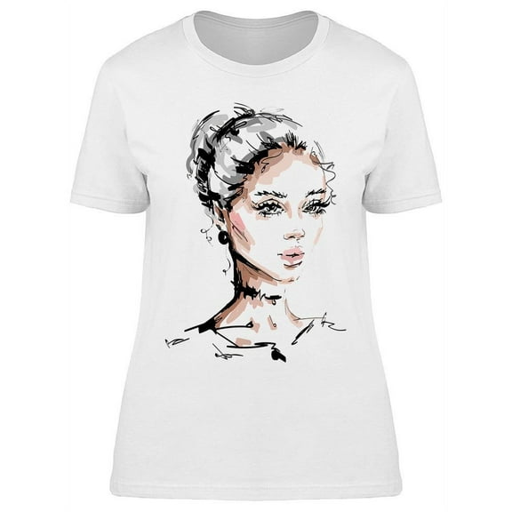 Beautiful Hand Drawn Lady T-Shirt Women -Image by Shutterstock, Female Medium