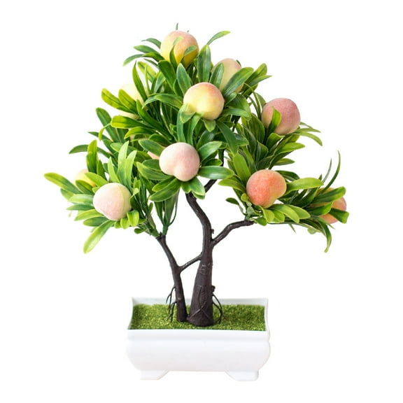 Visland Desktop Decor Artificial Potted Fruit Tree Decorative Fake Plant for Office Home Decoration Photograph Props Peach
