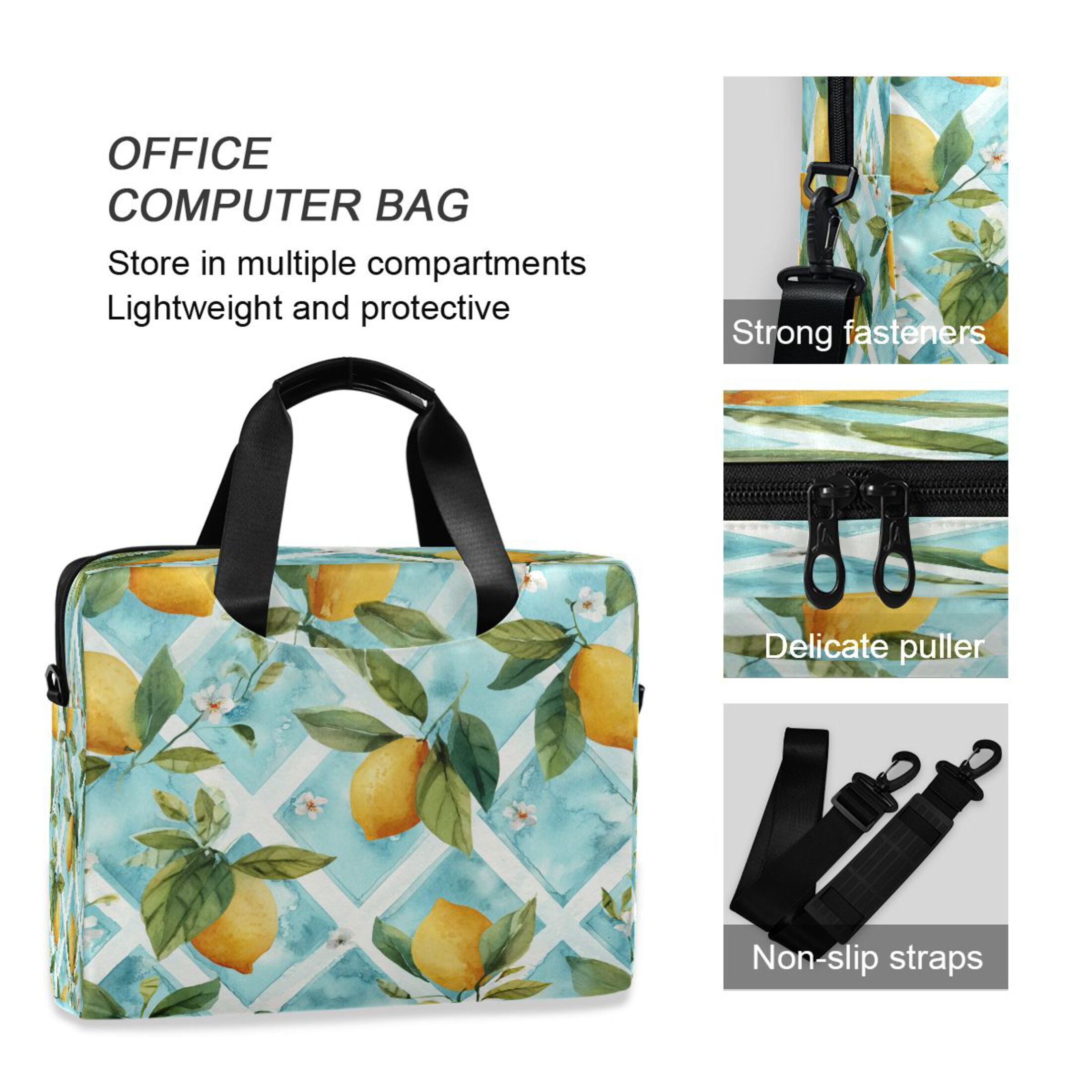 Laptop Bag Laptop Briefcase 15.7 x 3 x 11.8 Inches Laptop Bag Briefcases Laptop Storage Travel Laptop Bag Work Laptop Bag Beautiful Yellow Lemon Pattern