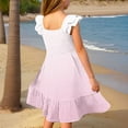 thumbnail image 4 of HCNTES Girls Dresses Double Sleeve Square Neck Off Shoulder With Pockets Tween(12-13 Years,Pink-1), 4 of 6