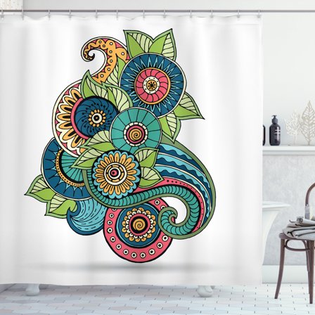 Ambesonne Leaf Shower Curtain, Floral Zentangle, 69"Wx75"L, Multicolor