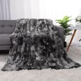 thumbnail image 3 of Double-Sided Faux Fur Throw Blanket - Plush Velvety Soft Material - Luxury Softness & Warmt Black 50 x 60 Inch, 3 of 9