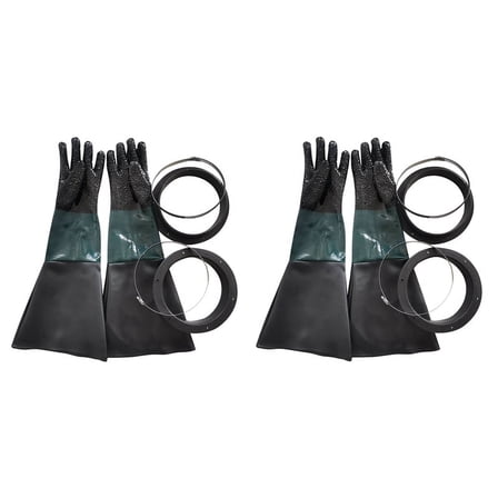4x Sandblasting Gloves Sand Blasting with O Rings for Sandblast Cabinet 23.6 Inch