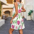 thumbnail image 4 of Ovzne Robes pour Femmes 2025 Robe d'Été Mode d'Été pour Femmes Poche Imprimé Sans Manches Robe à Col en V Robe de Vacances Imprimée Liquidation, 4 of 5