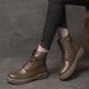 thumbnail image 2 of NECHOLOGY Botas Mujer Adulto Femenino Zapatos Botines de mujer Moda mujer color sólido cómodos tacones cuadrados con cordones botines cortos zapatos de punta redonda (Brown, 7), 2 of 5