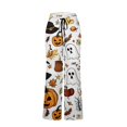 thumbnail image 5 of Halloween Pumpkin & Spider Print Wide Leg Pants for Women, 1-Pc Drawstring Loose Palazzo Trousers — Soft Breathable Lounge Bottoms & Halloween Pajama Pants White XXXL, 5 of 6