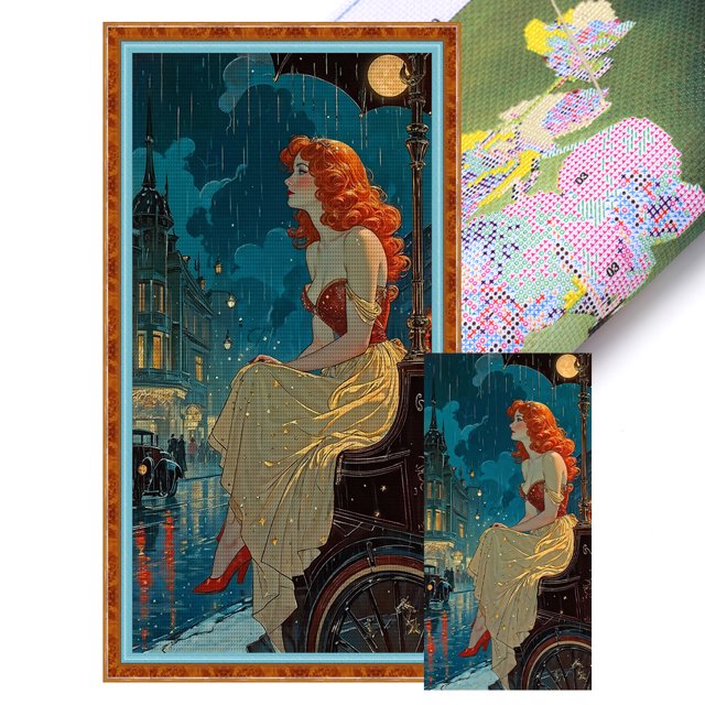 Kit Punto Cruz para Niña Bordado Con Hilo Algodón Ecológico 11CT Arte 40x80cm