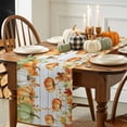 thumbnail image 3 of ERUNPONLY Orange Green Pumpkins Fall Table Runner - 72 Inch Long Thanksgiving Botanical Vintage Cotton Linen Blended Dress Scarves Farmhouse Table Runner for Kitchen Dining, Coffee Table, 13" x 72", 3 of 8