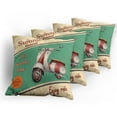 thumbnail image 5 of Ambesonne Vintage Throw Pillow Cover 4 Pack, Retro Motorbike Words, 18", Multicolor, 5 of 7