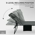 thumbnail image 5 of Outsunny Folding Chaise Lounge Chair, Outdoor Tanning Bed with Face Hole, 5-Level Recline, Breathable Mesh, Side Pocket, Headrest, Steel Frame, Gray, 26.75"x74.50"x14.25", 5 of 8
