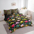 thumbnail image 2 of Erosebridal Kids Happy Camping Bedding Comforter Set 7-Piece,Colorful Adventure RV Car King Bedding Sets For Boys Girls Teens,Black Reversible, 2 of 6