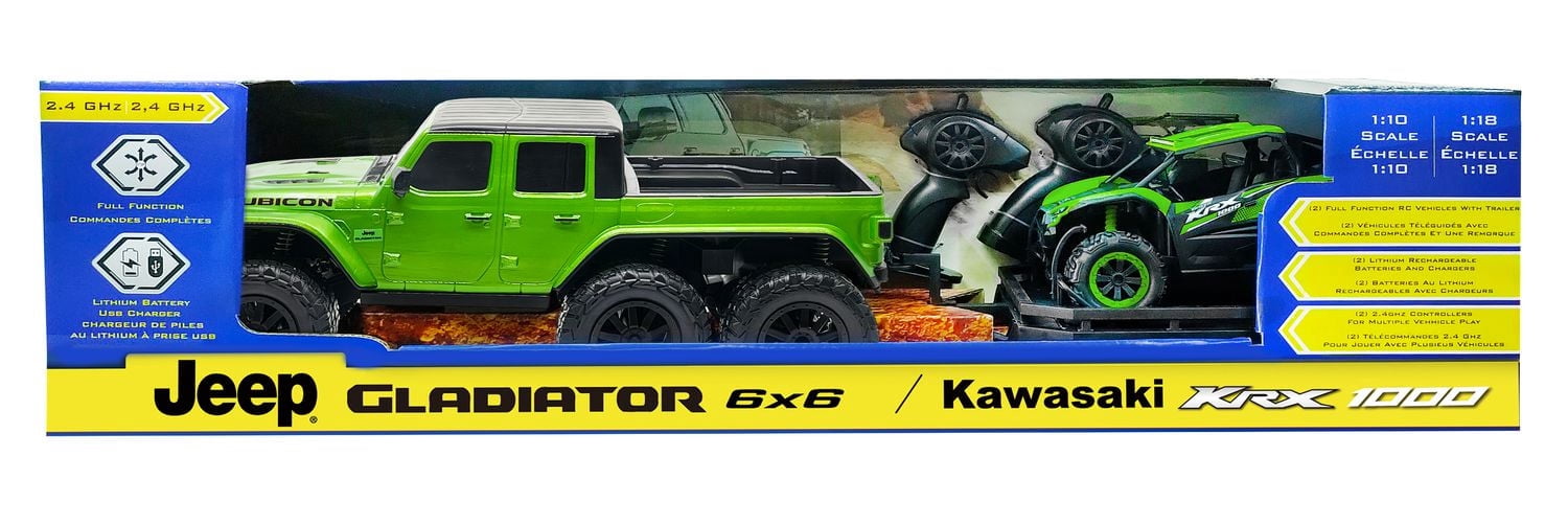 1:10 Six Wheel RC Jeep with Trailer and Kawasaki KRX RC
