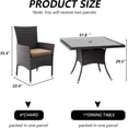 thumbnail image 5 of Kullavik 5-Piece Patio Outdoor Dining Set, Wicker Patio Furniture Set of 4 Rattan Chairs with Soft Cushions and Square Table with Umbrella Cutout, Sand, 5 of 6