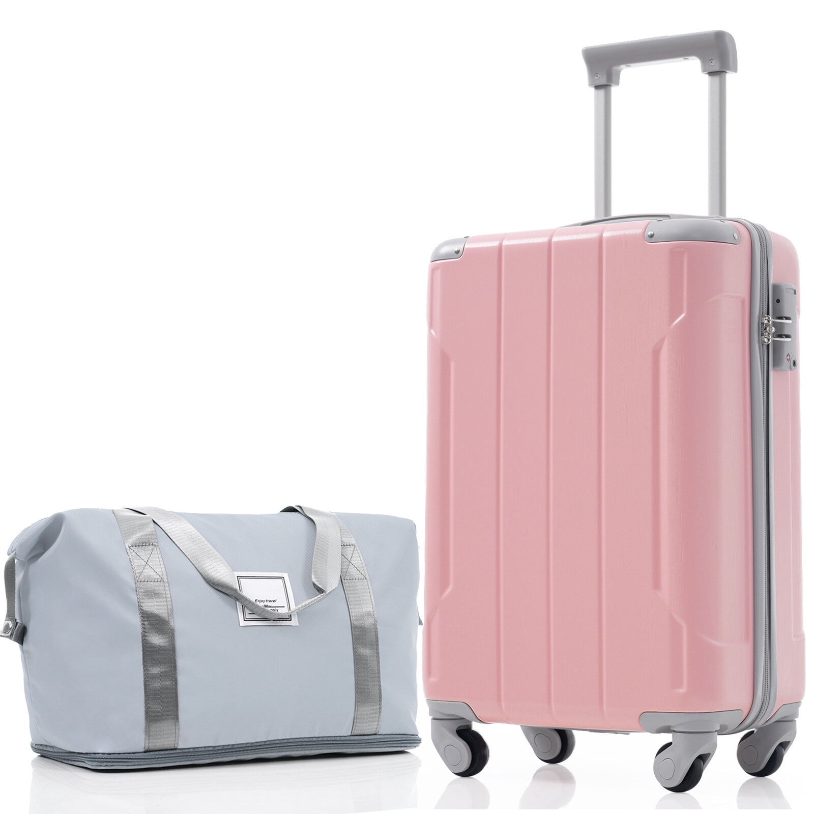 Hardside Suitcase, 20 Inch Carry On Luggage Set 3 Piece with Spinner Wheels, Lightweight Hardshell ABS Suitcase for Weedend Getaways, Business Travel, Pink Lady Hardside Luggage