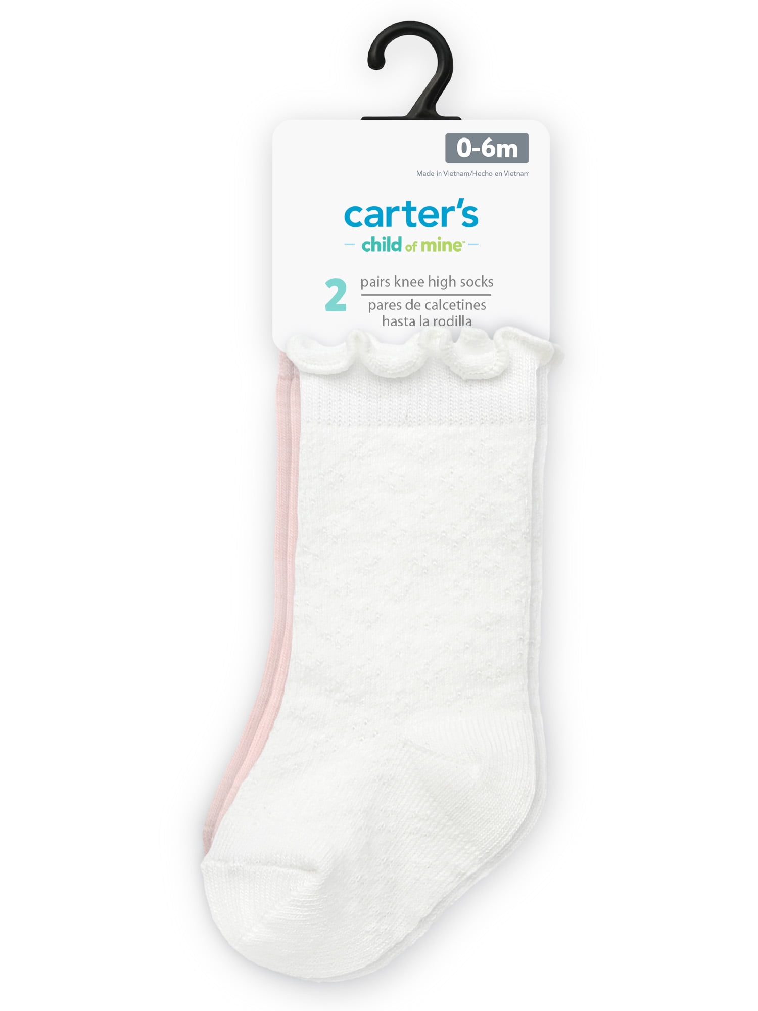 Carter's Child of Mine, Infant Girl Knee High Socks, 2 Packs, Multicolor, Size 6-12 Months