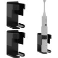 thumbnail image 1 of 2 paquetes de soportes para cepillos de dientes eléctricos montados en la pared, estante organizador de almacenamiento de cepillos de dientes de acero inoxidable, ducha (negro), 1 of 5