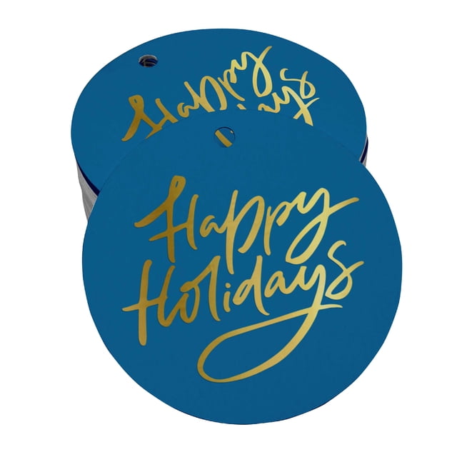Inkdotpot Gold Foil Paper Hang Tags Happy Holiday Favor Tags 50 Pieces