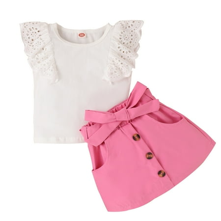 

Vedolay Baby Girl Clothes Baby Girls Shorts Set Short Sleeve Print T-Shirt Striped Print Shorts(White 12-24 Months)
