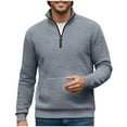 thumbnail image 3 of Generic Mens Half Zip Pullover Sweatshirt Textured Mock Neck Long Sleeve Shirts Casual Athletic Muscle Tops Fall Polo Sweater, 3 of 5