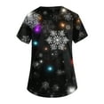 thumbnail image 3 of Dwellite Christmas Scrubs Tops for Women Plus Size Stretchy Short Sleeve V Neck Snowman Printed Nurse Scrub Medical Uniform Black 2XL, 3 of 4