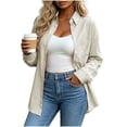 thumbnail image 2 of Ayolanni Cardigan Sweaters for Women Button Down Beige Lightweight Long Sleeve Cardigan Solid Blouse Lapel V-Neck Cardigan with Pockets L, 2 of 6