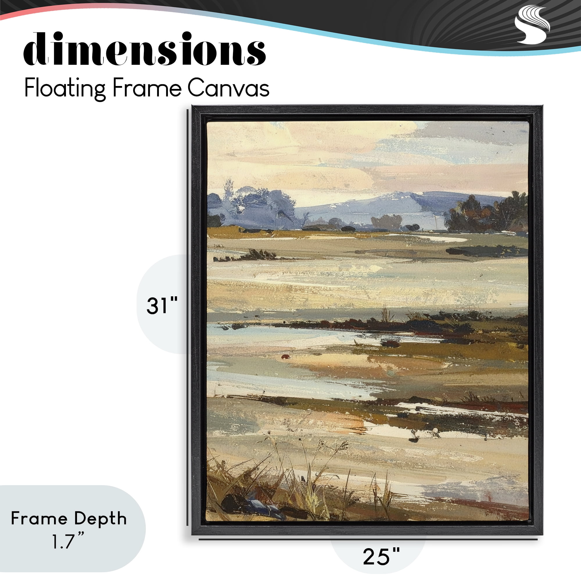 Stupell Industries Distant Horizon Portrayal Black Framed Floater Canvas Wall Art, design by Alonza Saunders