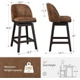 thumbnail image 6 of Dycanpo 26'' Swivel Bar Stools, Counter Height Bar Stools with Back & footrest for Kitchen,Brown, 6 of 13