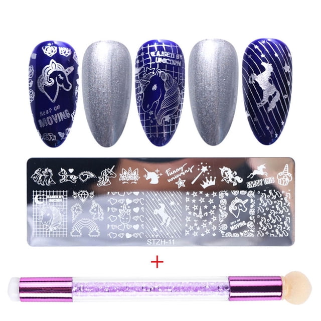 Flmtop 1Set Nail Stamping Plate Exquisite Pattern Shiny Effect DIY Nail Transfer Print Template for Makeup