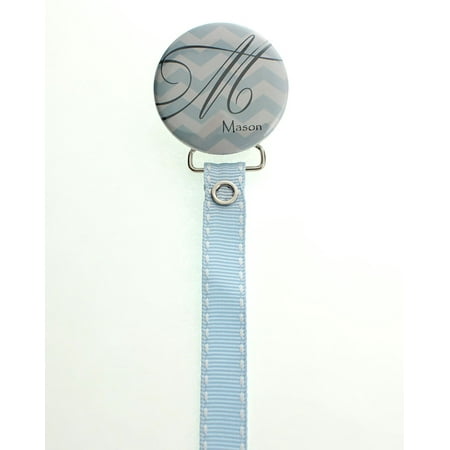 Personalized Name Blue Chevron Pacifier Clip