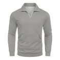 thumbnail image 6 of Mohiass Quarter Zip Pullover Men Vintage Mock Neck Winter Golf Collared Fall Casual Long Sleeve Polo Shirts Gray 3XL, 6 of 7