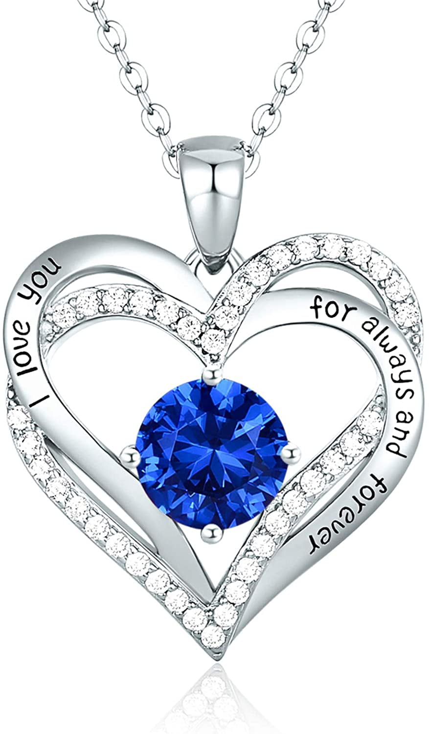 Details about   Blue Sapphire & Diamond Heart Pendant Necklace 14K Rose Gold Over Sterling 18"