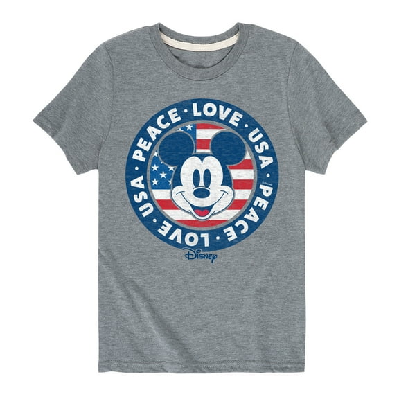 Disney - Americana - Mickey Peace Love USA - Toddler And Youth Short Sleeve Graphic T-Shirt
