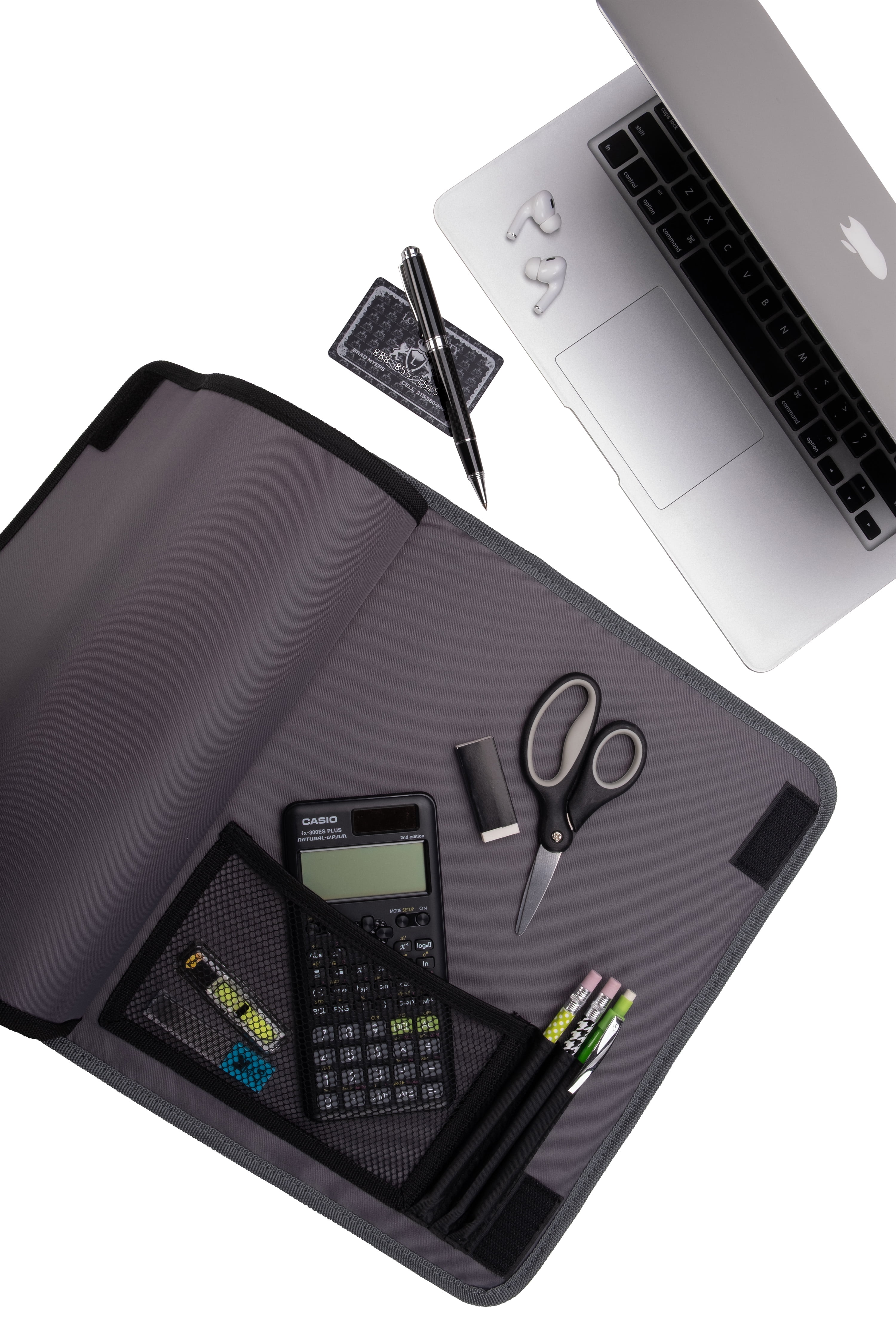 Pen+Gear 2" Round-Ring Zipper Binder, Black and Gray