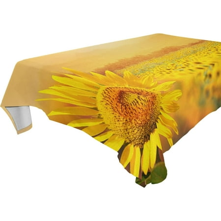 

Square Tablecloth with Beautiful Field Blooming Sunflowers Sunset Prints Rectangle Anti-Wrinkle and Smooth Polyester Table Cover Cloth for Kitchen Dining Home Decoration(54x72)