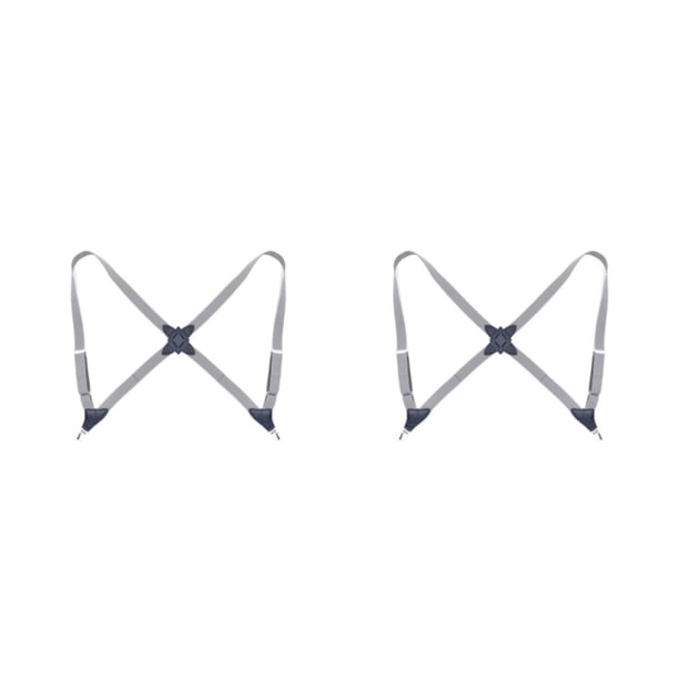 Qarigey Poliéster Unisex Brace Adultos de moda Portátil Elegante Color sólido Tirantes traseros ajustables con 2 clips Gris Gris 2piezas