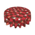 thumbnail image 2 of CurioCo 60 Inch Round Vinyl Tablecloth - Waterproof Wipeable Christmas Table Cover, Red Holiday Table Decor for Indoor & Outdoor Use, 2 of 8