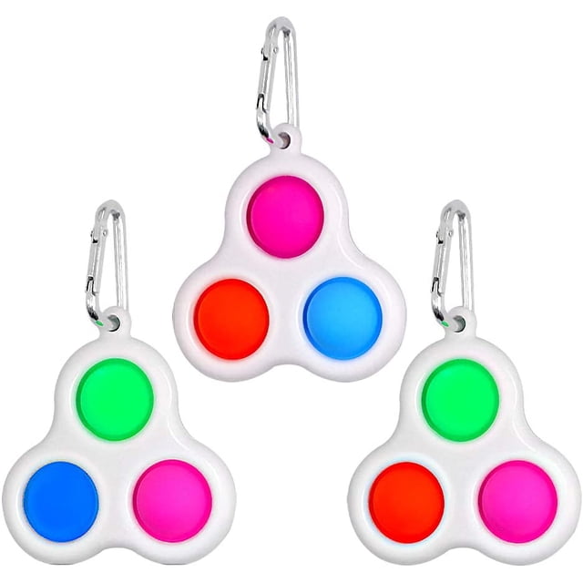 3 Pack Fidget Simple Dimple Toy, Stress Relief Hand Toys for Kids Adults, Handheld Mini Pop pop Fidget Toy, Simple Dimple on The Fingers and Hands Easy to Use Addictive Decompression Key (3 pop)