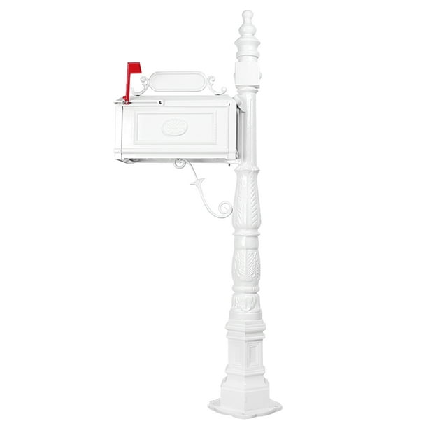 GZYF White Cast Aluminum Mailbox With Post Classic Decorative Mail Postal Box - Walmart.com ...