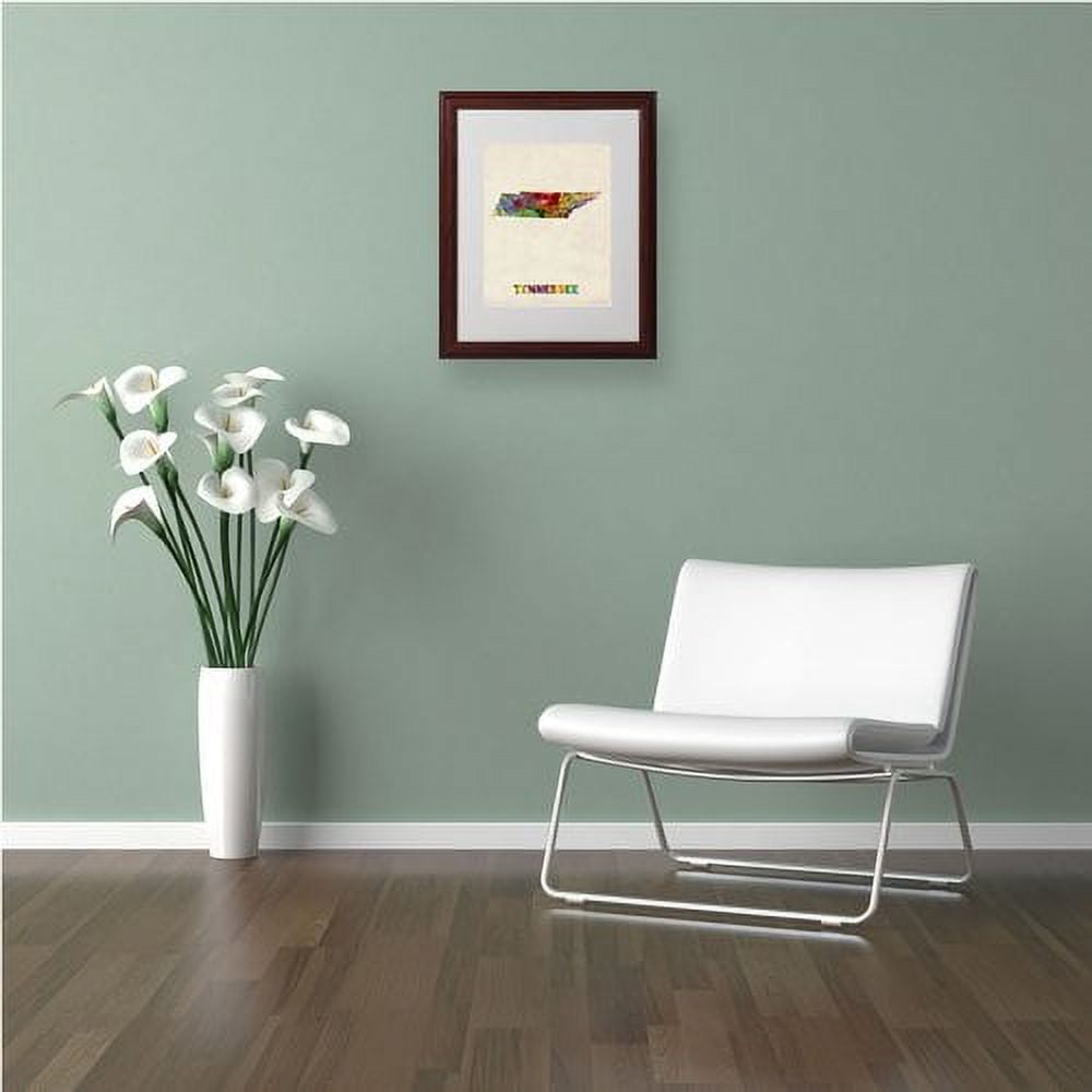 Trademark Fine Art "Tennessee Map" Matted Framed Art by Michael Tompsett, Wood Frame