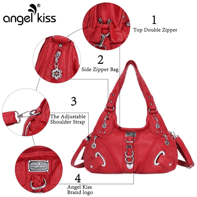 Angelkiss Hobo Shouder Purses for Women Crossbody Bag with Adjustable Long Straps Ultra Soft with Multiple Pockets