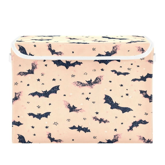 Storage Box With Lid 16.5x12.6x11.8In Foldable Stacked Household Storage Box Black Bats
