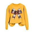 thumbnail image 4 of Fiaer Bow Women Sweatshirts Christmas Baggy Tops Holiday Crew Neck Trendy Long Sleeve Cozy Leisure Pullover Yellow XL, 4 of 4