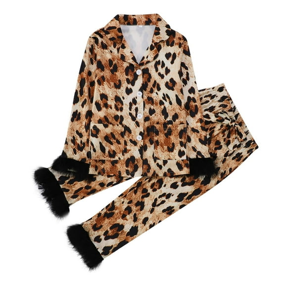 VNKIDY Girls Cute Christmas Pyjamas Sets Printed O-Neck Long Sleeve Shirt Trousers 2PCS Sets Outfits Sets Holiday