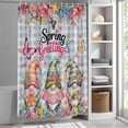 thumbnail image 6 of Spring Gnomes Shower Curtain Set, Waterproof Shower Curtains for Bathroom, Farmhhouse Floral Botanical Blue Plaid Washable Fabric Cloth Bath Curtain for Bathtub Decoration with Hooks 60x72 Inches, 6 of 9