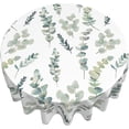 thumbnail image 3 of Leaf Spring Round Tablecloth 60 Inch Rustic Teal Watercolor Sage Green Tablecloth Waterproof Fabric Farmhouse Table Cloth Decorative for Picnic Party Holiday Home, 3 of 6