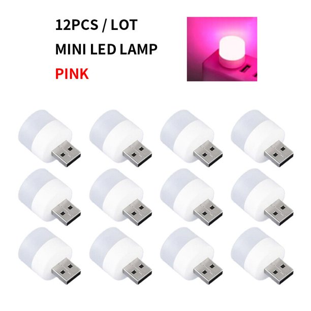 Mini lámpara de enchufe USB súper brillante, luz de libro de protección ocular, carga de energía móvil, luz nocturna LED pequeña, 5V, 1W, 12 piezas