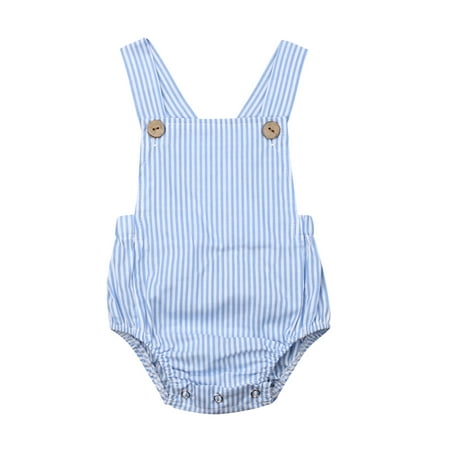 

Calsunbaby Newborn Baby Girls Boys One-piece Romper Sleeveless Suspender Jumpsuits Outfits Summer Clothes Blue 3-6 Months