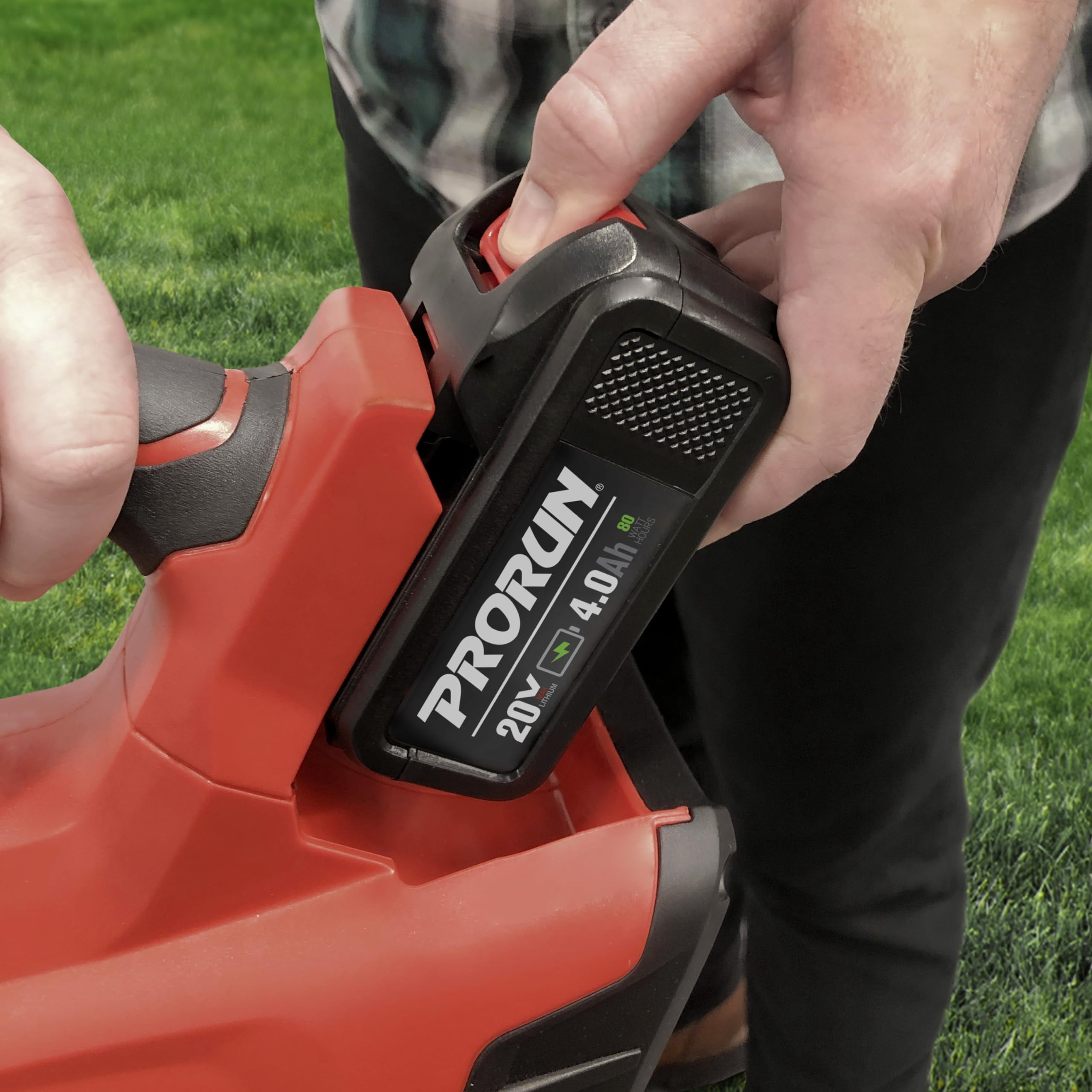 PRORUN 20V 400 CFM 90 MPH Brushless Cordless Handheld Leaf Blower with 4.0 Ah Battery and Charger