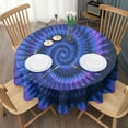 thumbnail image 3 of Blue Purple Tie Dye Mandala Pattern Round Tablecloth 60"x60",Wrinkle Wipeable Table Cloth for Kitchen Dining Room Picnic Patio Party, 3 of 6
